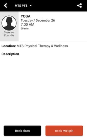 MTS APP - Book Class